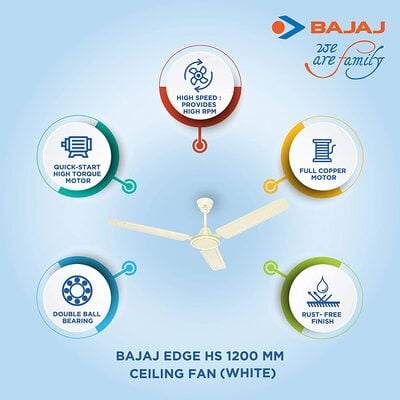 BAJAJ FAN 1200 MM EDGE HS OPAL WHITE BAJAJ FAN 1200 MM EDGE HS OPAL WHITE