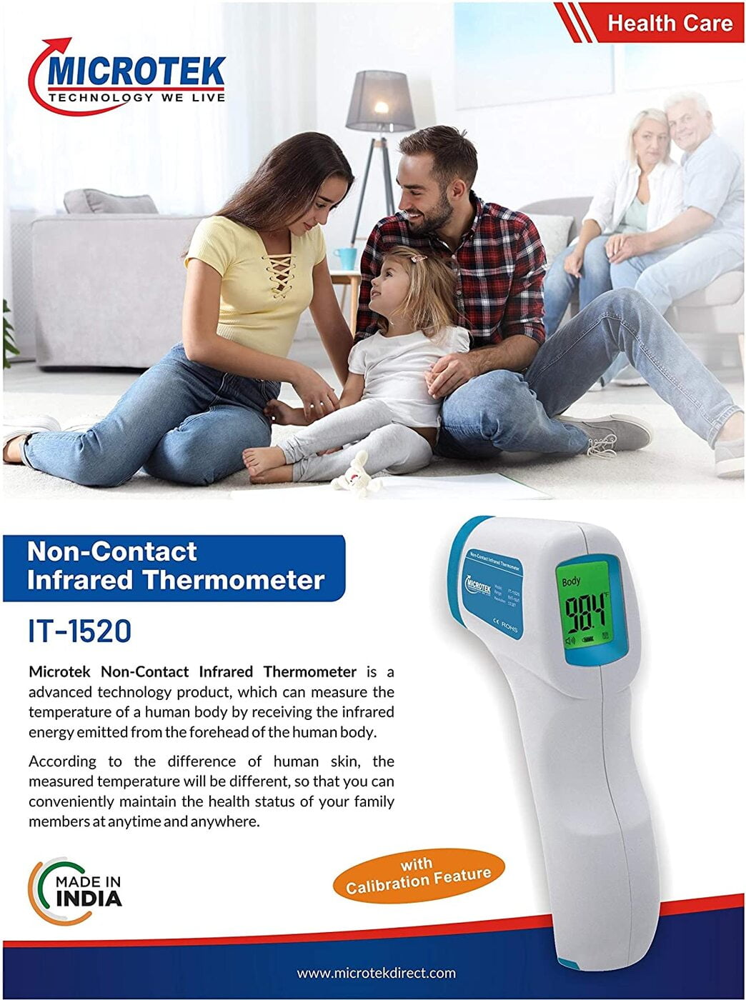 Buy MICROTEK IT1520 NonContact Infrared Thermometer for Body & Room