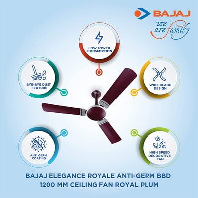 Bajaj Elegance Royale Anti-Germ BBD 1200mm Ceiling Fan Bajaj Elegance Royale Anti-Germ BBD 1200mm Ceiling Fan
