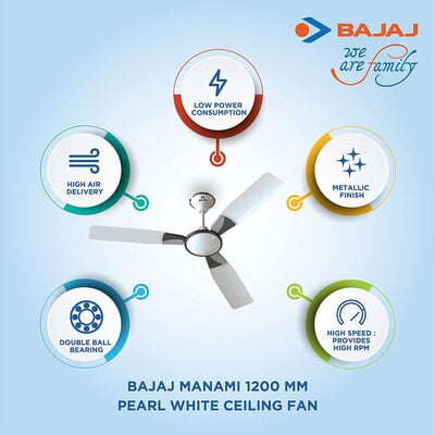 Bajaj Manami 1200 mm Pearl white Ceiling Fan