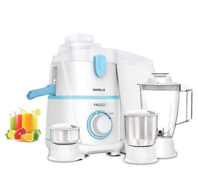 Havells Juicer Mixer Grinder Rigo 500 W   (White, Blue, 3 Jars)