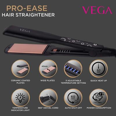 VEGA Pro-Ease Hair Straightener (VHSH-26), Black