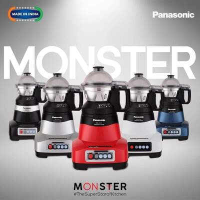 Panasonic MONSTER AE475 750 Juicer Mixer Grinder (4 Jars, Black)