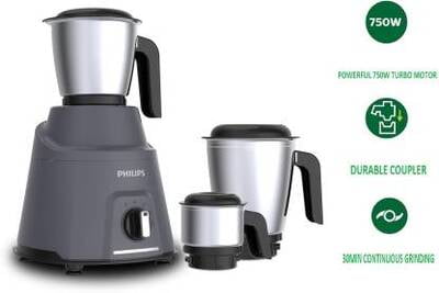 PHILIPS HL7760/00 Avengers 750 Mixer Grinder (3 Jars, Grey)