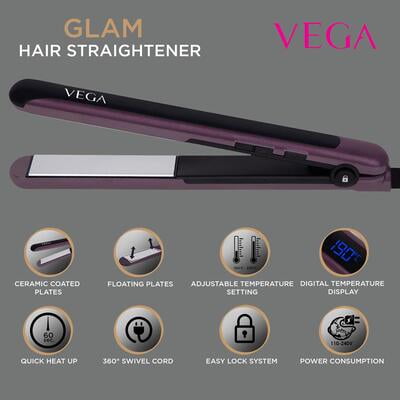 VEGA Glam Hair Straightener (VHSH-19), Black VEGA Glam Hair Straightener (VHSH-19), Black