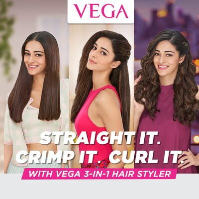VEGA 3 in 1 Hair Styler, Straightener, Curler & Crimper (VHSCC-01), Black VEGA 3 in 1 Hair Styler, Straightener, Curler & Crimper (VHSCC-01), Black