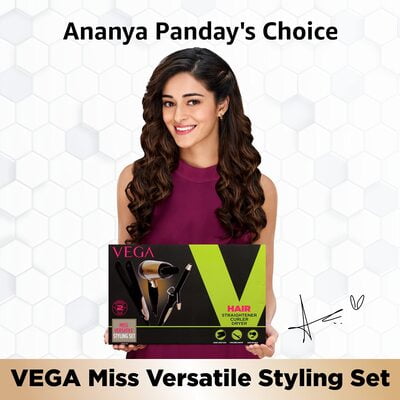 VEGA Miss Versatile Styling Set Straightener, Curler & Dryer Gift Combo (VHSS-03), Black VEGA Miss Versatile Styling Set Straightener, Curler & Dryer Gift Combo (VHSS-03), Black