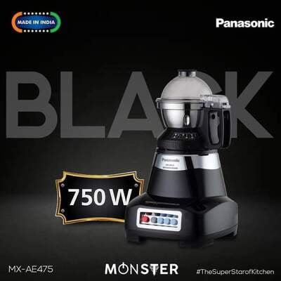 Panasonic MONSTER AE475 750 Juicer Mixer Grinder (4 Jars, Black)