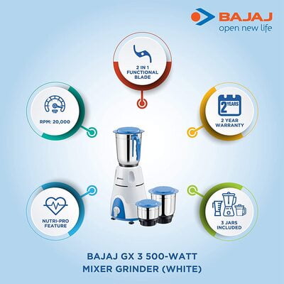 Bajaj 2Jar Mixer Grinder Gx3