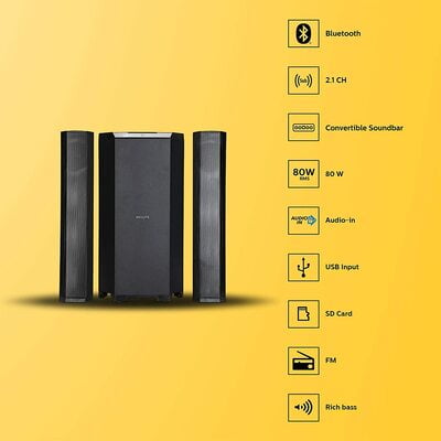 Philips MMS8085B/94 Convertible 2.1 Multimedia Speaker Philips MMS8085B/94 Convertible 2.1 Multimedia Speaker