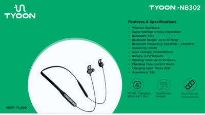 Tyoon Bluetooth Neckband NB302