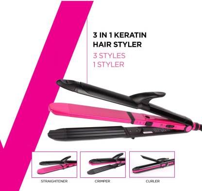 VEGA Keratin 3 in 1 Hair Styler - Straightener, Curler, and Crimper (VHSCC-02) VHSCC-02 Hair Styler (Pink) VEGA Keratin 3 in 1 Hair Styler - Straightener, Curler, and Crimper (VHSCC-02) VHSCC-02 Hair Styler (Pink)
