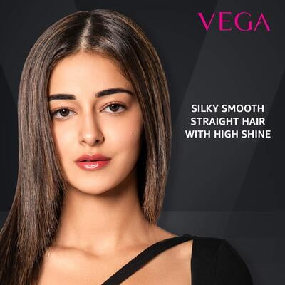 VEGA Keratin Glow Hair Straightener With Keratin-Infused Floating Plates (VHSH-20), Black