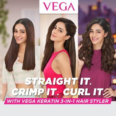 VEGA Keratin 3 in 1 Hair Styler - Straightener, Curler, and Crimper (VHSCC-03), 1N, Rose Gold VEGA Keratin 3 in 1 Hair Styler - Straightener, Curler, and Crimper (VHSCC-03), 1N, Rose Gold