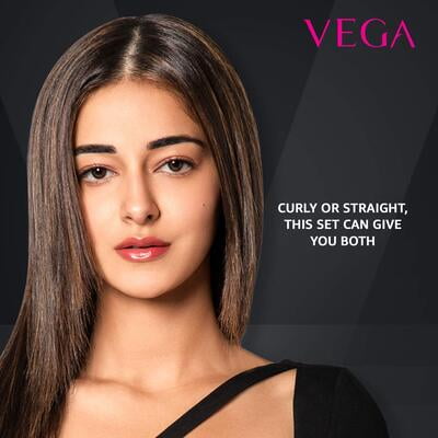 VEGA Miss Dazzle Styling Set, Hair Straightener With Ceramic Coated Plates & 19 Mm Barrel Hair Curler Combo (VHSS-02), Black VEGA Miss Dazzle Styling Set, Hair Straightener With Ceramic Coated Plates & 19 Mm Barrel Hair Curler Combo (VHSS-02), Black