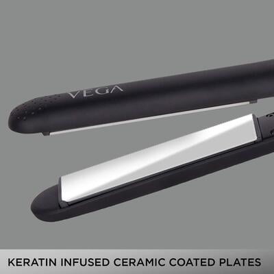 VEGA Keratin Glow Hair Straightener With Adjustable Temperature & Keratin-Infused Long Floating Plates (VHSH-21), Black VEGA Keratin Glow Hair Straightener With Adjustable Temperature & Keratin-Infused Long Floating Plates (VHSH-21), Black