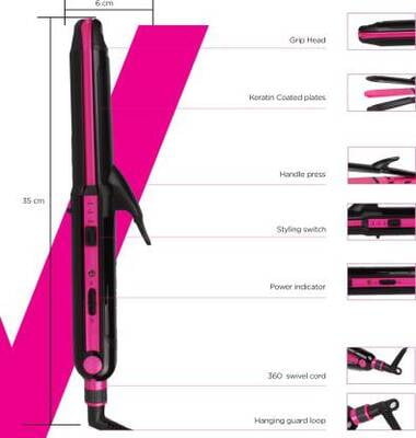 VEGA Keratin 3 in 1 Hair Styler - Straightener, Curler, and Crimper (VHSCC-02) VHSCC-02 Hair Styler (Pink) VEGA Keratin 3 in 1 Hair Styler - Straightener, Curler, and Crimper (VHSCC-02) VHSCC-02 Hair Styler (Pink)