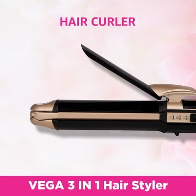 VEGA 3 in 1 Hair Styler, Straightener, Curler & Crimper (VHSCC-01), Black VEGA 3 in 1 Hair Styler, Straightener, Curler & Crimper (VHSCC-01), Black