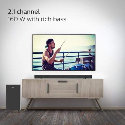 Philips Soundbar HTL8162/94 2.1 Channel 160 Watt Wireless Subwoofer Philips Soundbar HTL8162/94 2.1 Channel 160 Watt Wireless Subwoofer