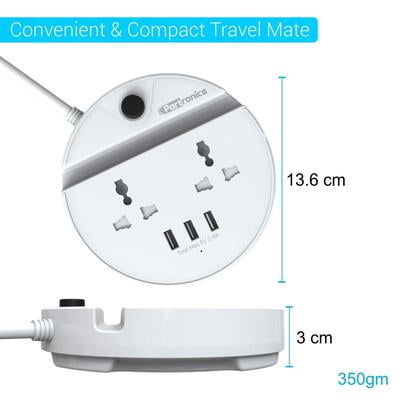 PORTRONICS POWER BUN -WHITE (POR 739) Dillimall.com