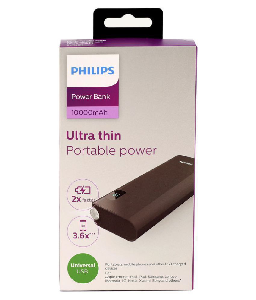 PHILIPS POWER BANK 10000MAH DLP 100160 BLACK PHILIPS POWER BANK 10000MAH DLP 100160 BLACK