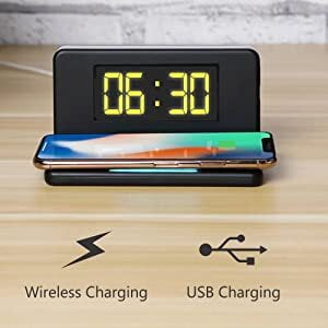Portronics Freedom 4 Desktop Wireless Charger with Alarm Clock & LED Lamp
