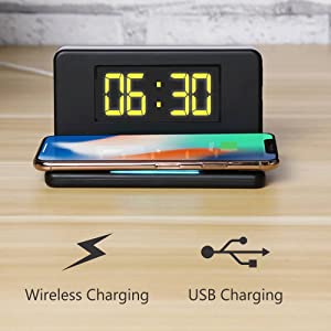 Portronics Freedom 4 Desktop Wireless Charger with Alarm Clock & LED Lamp