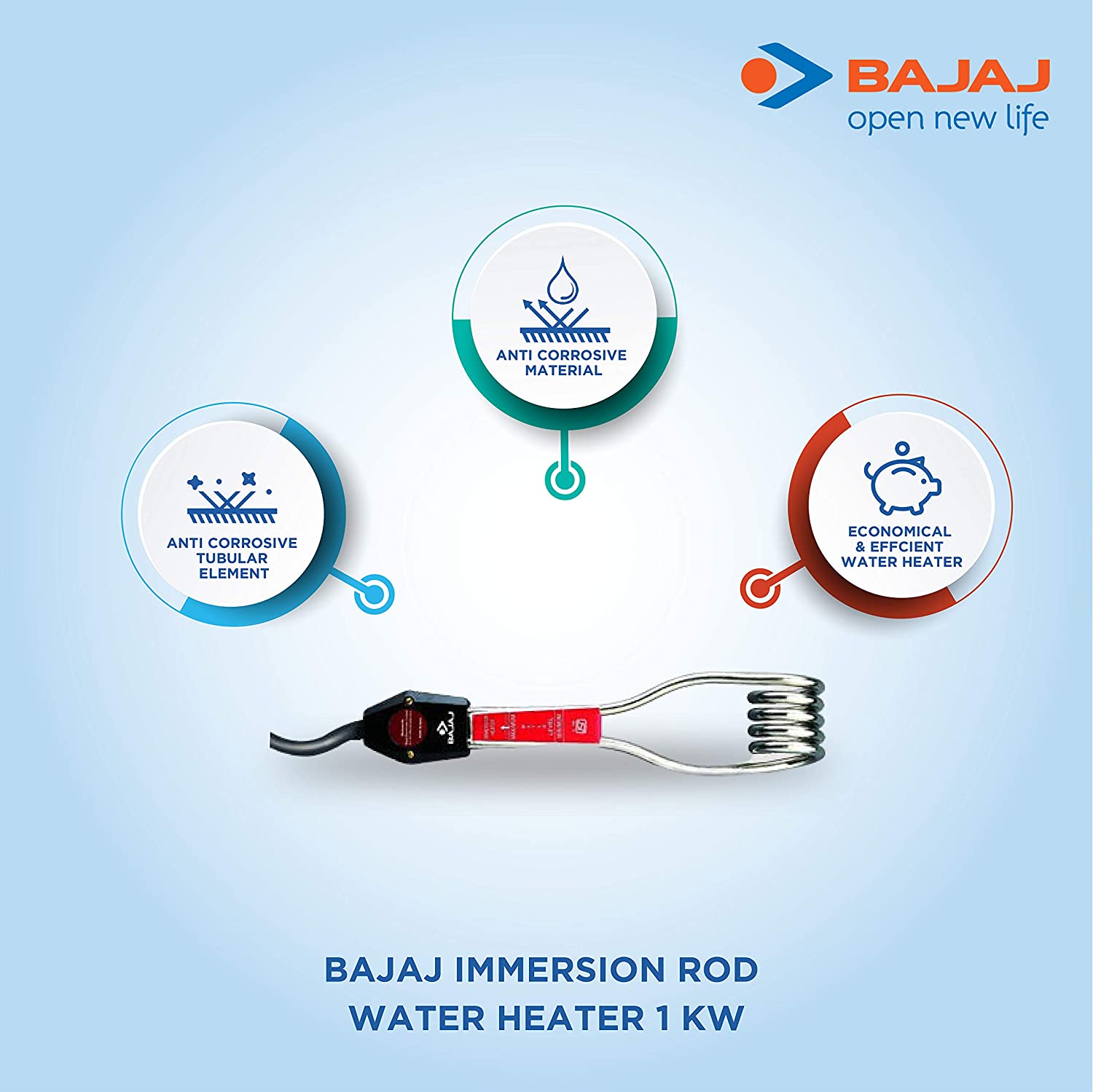 Bajaj Immersion Heater 1KW 25 Dillimall.com