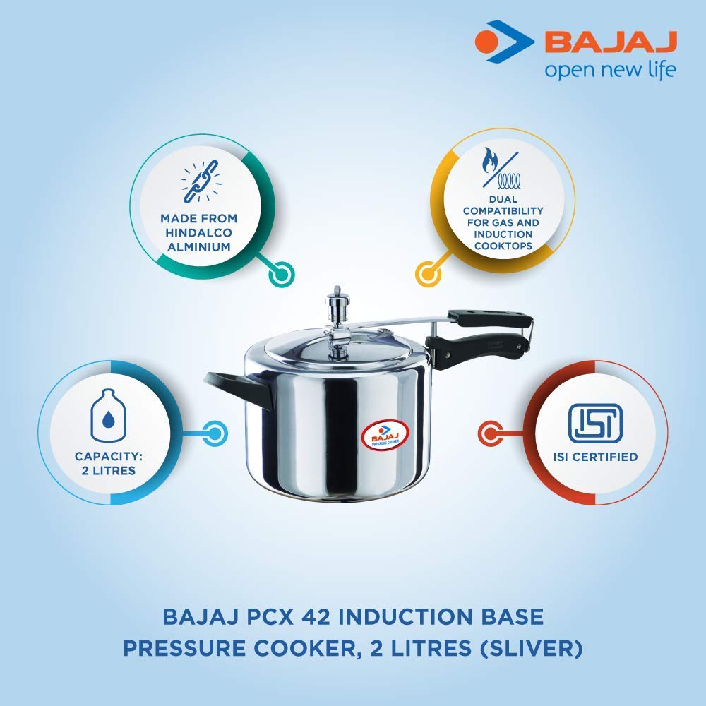 BAJAJ MAJESTY 2L INDUCTION BASED DUO PCX 42 PRESSURE COOKER Dillimall.com