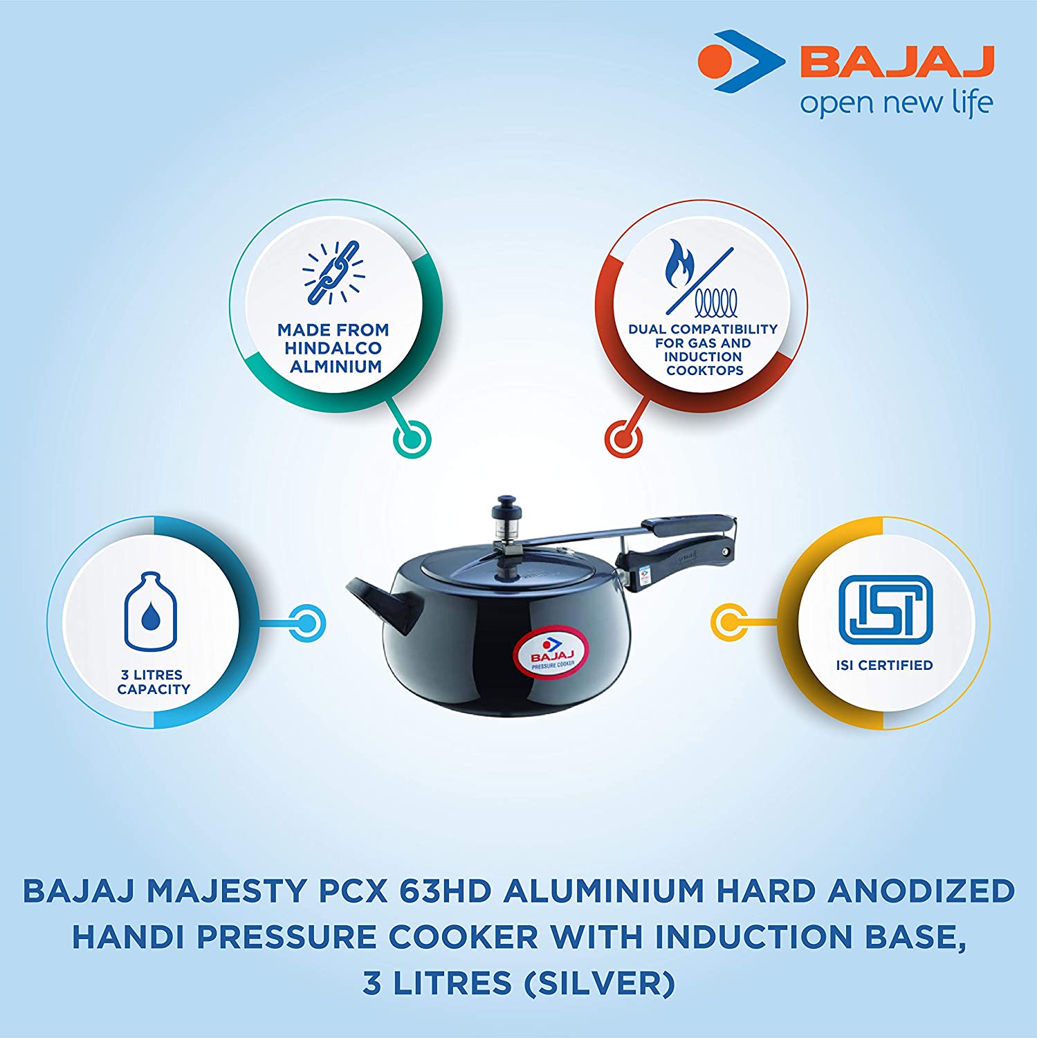 BAJAJ MAJESTY PCX63H HANDI PRESSURE COOKER Dillimall.com BAJAJ MAJESTY PCX63H HANDI PRESSURE COOKER Dillimall.com
