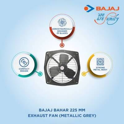 BAJAJ Bahar 225 mm Metallic Grey Dom Exhaust Fan Dillimall.com