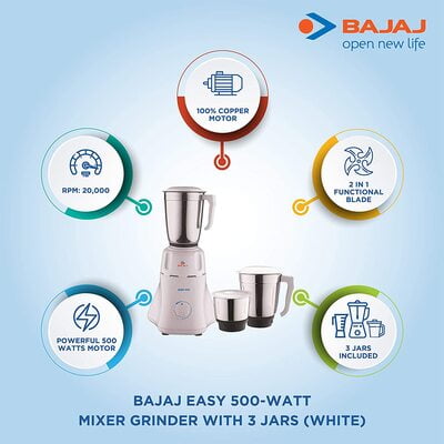 BAJAJ EASY MIXER GRINDER 500W Dillimall.com BAJAJ EASY MIXER GRINDER 500W Dillimall.com