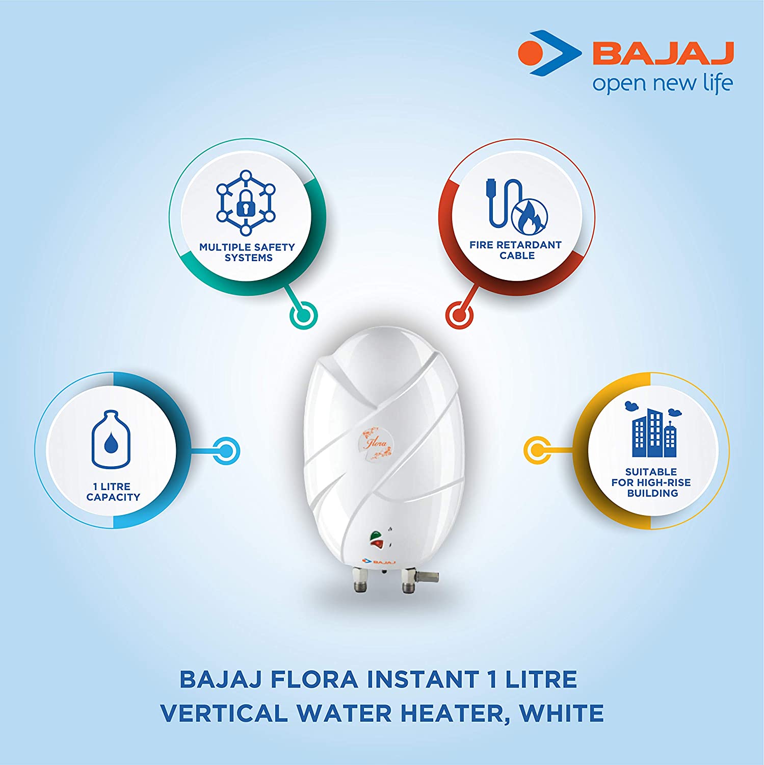 BAJAJ INSTANT GEYSER 3 LTR FLORA Dillimall.com