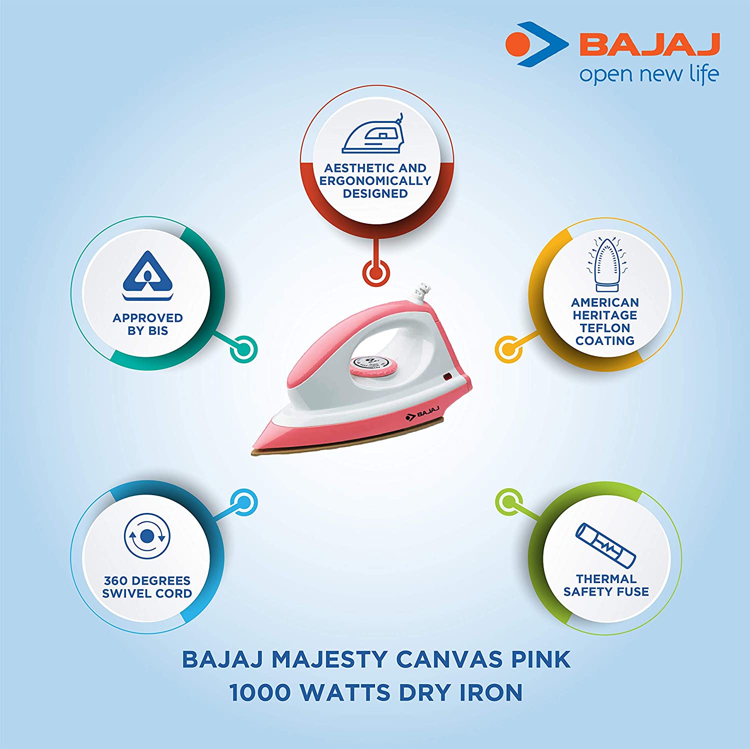 BAJAJ MAJESTY CANVAS IRON PINK Dillimall.com BAJAJ MAJESTY CANVAS IRON PINK Dillimall.com