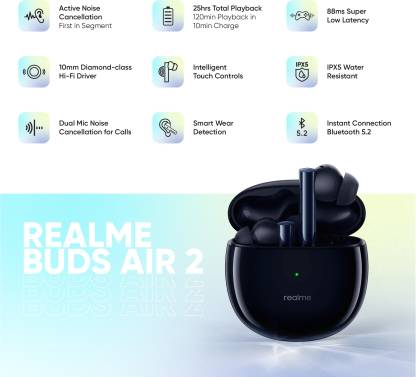 REALME BUDS AIR 2 with Active Noise Cancellation (ANC) Bluetooth Headset REALME BUDS AIR 2 with Active Noise Cancellation (ANC) Bluetooth Headset