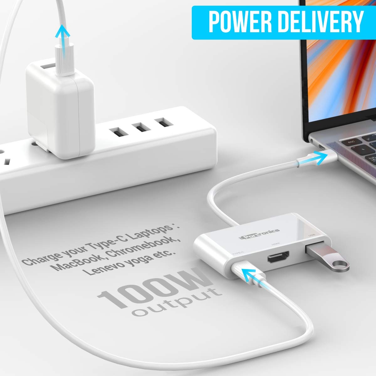PORTRONICS C KONNECT MULTIPORT HUB WITHE HDMI- WHITE (1041) PORTRONICS C KONNECT MULTIPORT HUB WITHE HDMI- WHITE (1041)