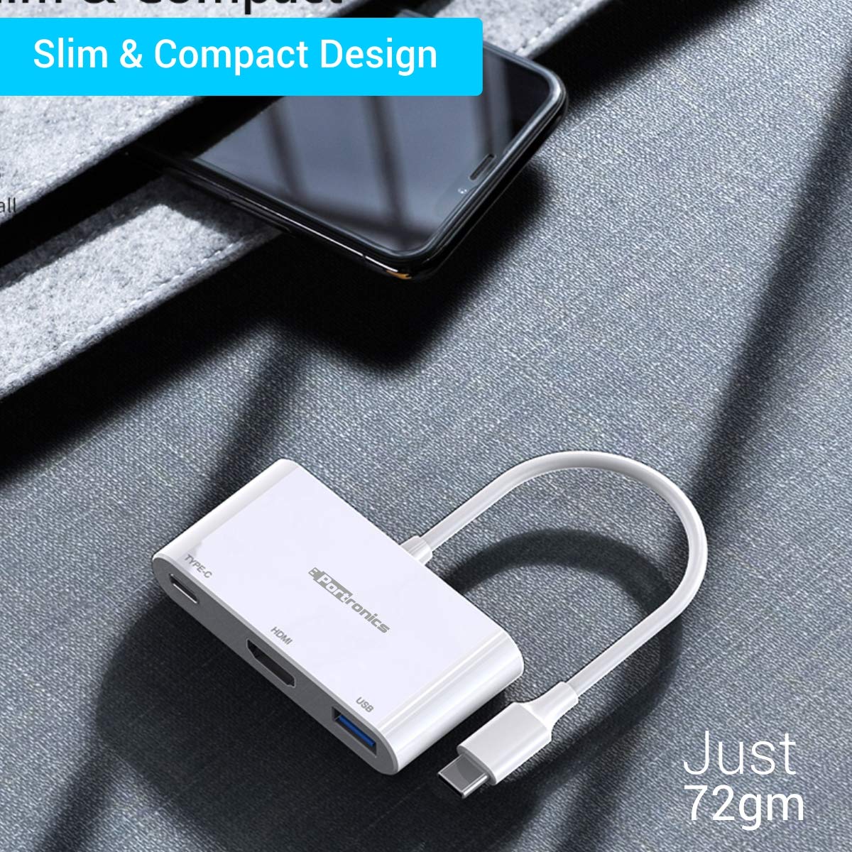 PORTRONICS C KONNECT MULTIPORT HUB WITHE HDMI- WHITE (1041) PORTRONICS C KONNECT MULTIPORT HUB WITHE HDMI- WHITE (1041)