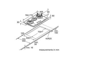 Bosch PBD7351MS 76 cm Gas hob with Integrated Controls