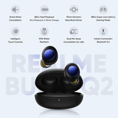 REALME BUDS Q 2 BLACK TWS EARPHONE REALME BUDS Q 2 BLACK TWS EARPHONE