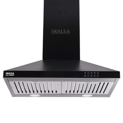 Inalsa 60 cm 1050 m³/HR Pyramid Kitchen Chimney (Cleo 60BKBF, 2 Baffle Filters, Black)