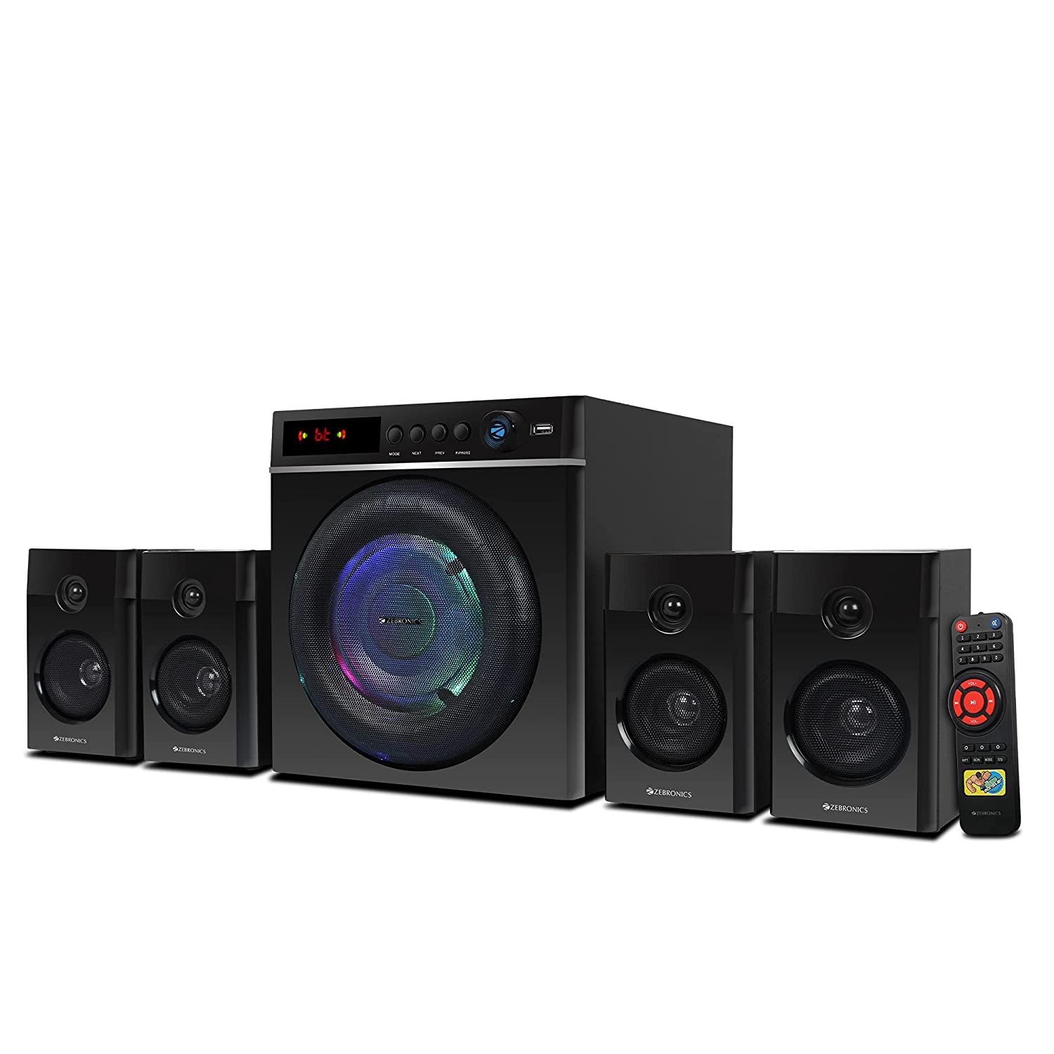 Zebronics Zeb-Cube 5 Home Theater Speaker with Subwoofer, 100W, 4.1 Channel, Wireless BTv5.1 Connectivity, Zebronics Zeb-Cube 5 Home Theater Speaker with Subwoofer, 100W, 4.1 Channel, Wireless BTv5.1 Connectivity,