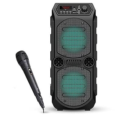 iGear Dynamo 16 watts Bluetooth Party Speaker with Corded Mic, TIF/FM Radio/AUX/USB/TWS Function/LED Lights and Remote (Black) iGear Dynamo 16 watts Bluetooth Party Speaker with Corded Mic, TIF/FM Radio/AUX/USB/TWS Function/LED Lights and Remote (Black)