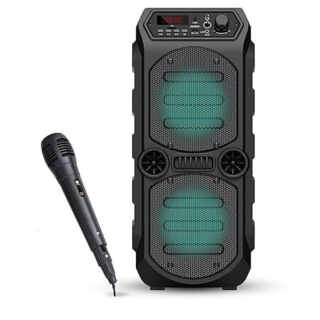 iGear Dynamo 16 watts Bluetooth Party Speaker with Corded Mic, TIF/FM Radio/AUX/USB/TWS Function/LED Lights and Remote (Black) iGear Dynamo 16 watts Bluetooth Party Speaker with Corded Mic, TIF/FM Radio/AUX/USB/TWS Function/LED Lights and Remote (Black)
