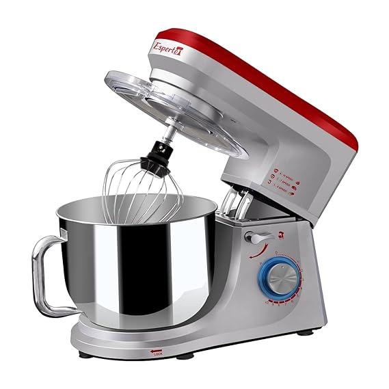 INALSA Stand Mixer Professional Esperto-1400W | 100% Pure Copper Motor| 6L SS Bowl| Includes Whisking Cone, Mixing Beater & Dough Hook (Silver/Red) INALSA Stand Mixer Professional Esperto-1400W | 100% Pure Copper Motor| 6L SS Bowl| Includes Whisking Cone, Mixing Beater & Dough Hook (Silver/Red)