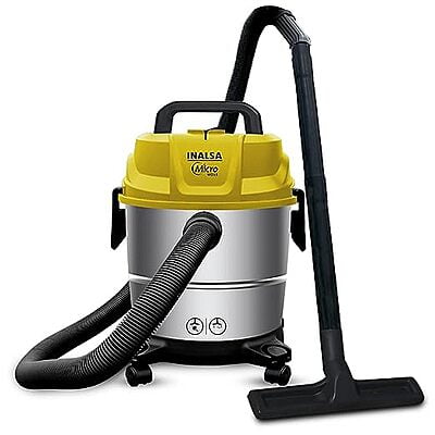 INALSA Wet & Dry Vacuum Cleaner for Home|1400 Watt & 20 Kpa Suction| Hose|Steel Tank with 3in1 Multifunction Wet/Dry/Blowing& Hepa Filtration |1Yr Warranty,(Yellow/Silver) MicroWd15