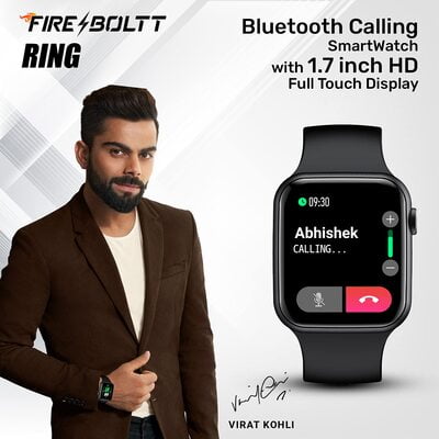 Fire-Boltt Ring Bluetooth Calling Smartwatch with SpO2 & 1.7” Metal Body with Blood Oxygen Monitoring, Continuous Heart Rate, Full Touch & Multiple Watch Faces