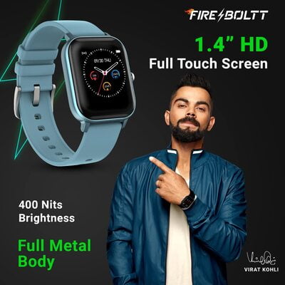 Fire-Boltt SpO2 Full Touch 1.4 inch Smart Watch 400 Nits Peak Brightness Metal Body 8 Days Battery Life with 24*7 Heart Rate monitoring IPX7 with Blood Oxygen, Fitness, Sports & Sleep Tracking