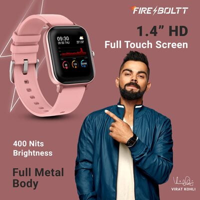 Fire-Boltt SpO2 Full Touch 1.4 inch Smart Watch 400 Nits Peak Brightness Metal Body 8 Days Battery Life with 24*7 Heart Rate monitoring IPX7 with Blood Oxygen, Fitness, Sports & Sleep Tracking