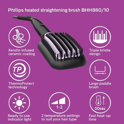 Philips BHH880/10 50 Watts Hair Straightening Brush With Keratin Infused Bristles (Black) Philips BHH880/10 50 Watts Hair Straightening Brush With Keratin Infused Bristles (Black)