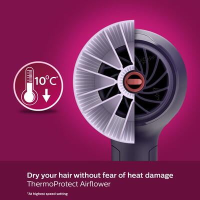 Philips Hair Dryer BHD318/00 1600 Watts Thermoprotect AirFlower Advanced Ionic Care Philips Hair Dryer BHD318/00 1600 Watts Thermoprotect AirFlower Advanced Ionic Care